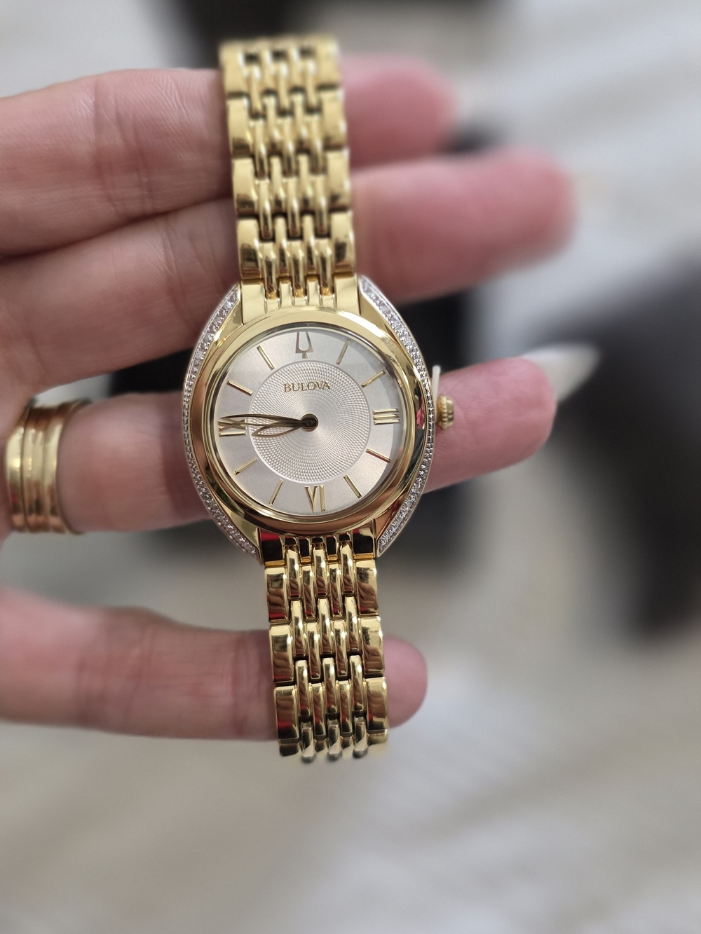 Bulova Gold and Silver-Tone Women's Diamond Accent Bracelet Watch - Picture 5 of 9